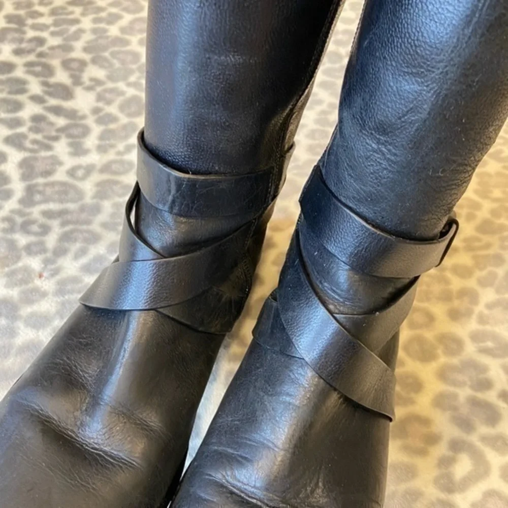 Cole Haan Black Leather Riding Petra‎ Belt II Boots